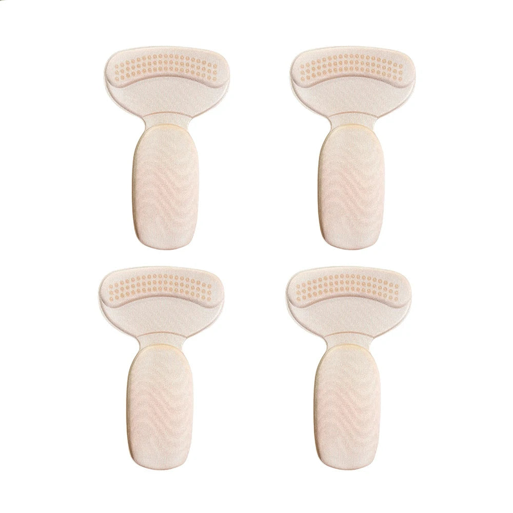 4Pcs Self-Adhesive Heel Pads - Comfort Inserts for Oversized Shoes & High Heels, Pain Relief & Size Reduction