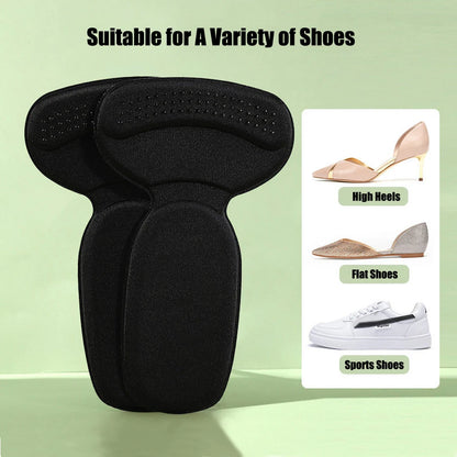 4Pcs Self-Adhesive Heel Pads - Comfort Inserts for Oversized Shoes & High Heels, Pain Relief & Size Reduction